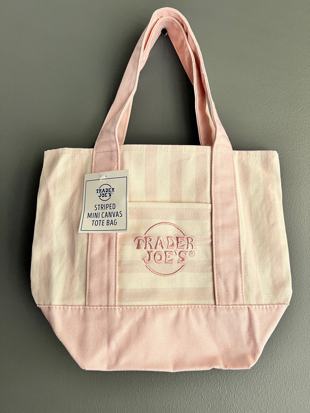 Trader Joe’s Pastel Pink Striped Mini Canvas Tote Bag
